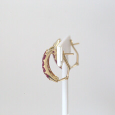 American Jewelry ESTATE 14k Yellow Gold 1/4ctw Diamond 10ctw Ruby Lever-Back Earrings