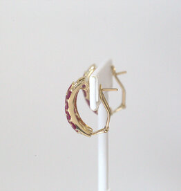 American Jewelry ESTATE 14k Yellow Gold 1/4ctw Diamond 10ctw Ruby Lever-Back Earrings
