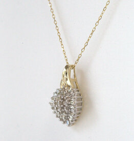 American Jewelry ESTATE 10k Yellow Gold 1/2ctw Baguette & Round Cluster Diamond Pendant (Pendant Only)