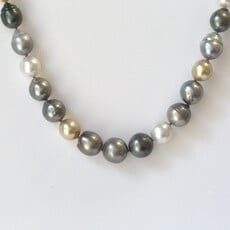 American Jewelry 14k Yellow Gold Multicolor 12-14mm Pearl Necklace Strand (18")