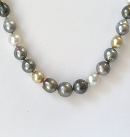 American Jewelry 14k Yellow Gold Multicolor 12-14mm Pearl Necklace Strand (18")