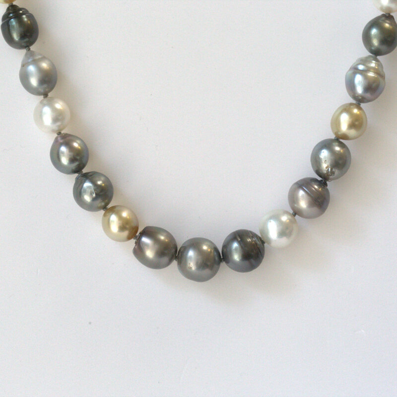 American Jewelry 14k Yellow Gold Multicolor 12-14mm Pearl Necklace Strand (18")