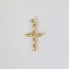 American Jewelry 18k Yellow Gold Twisted Cross Necklace Pendant
