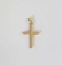 American Jewelry 18k Yellow Gold Twisted Cross Necklace Pendant