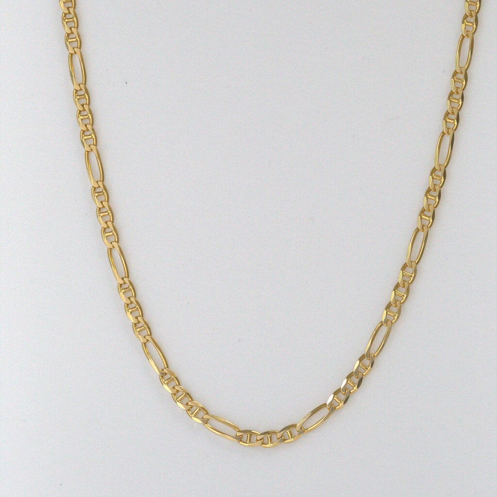 American Jewelry 14k Yellow Gold 3.8mm Figaro Necklace Chain (21")
