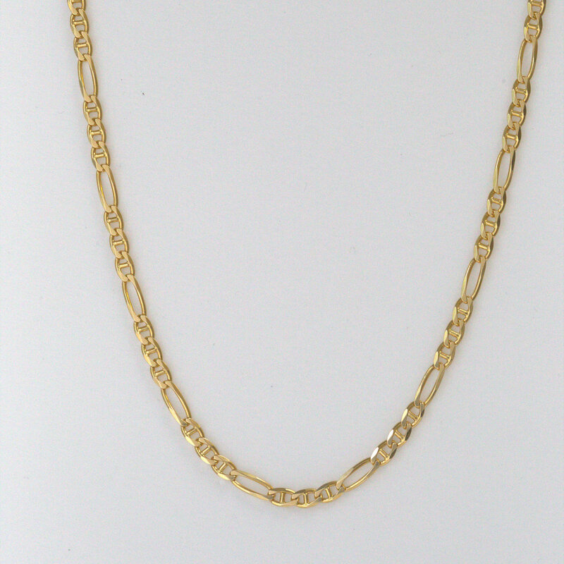 American Jewelry 14k Yellow Gold 3.8mm Figaro Necklace Chain (21")