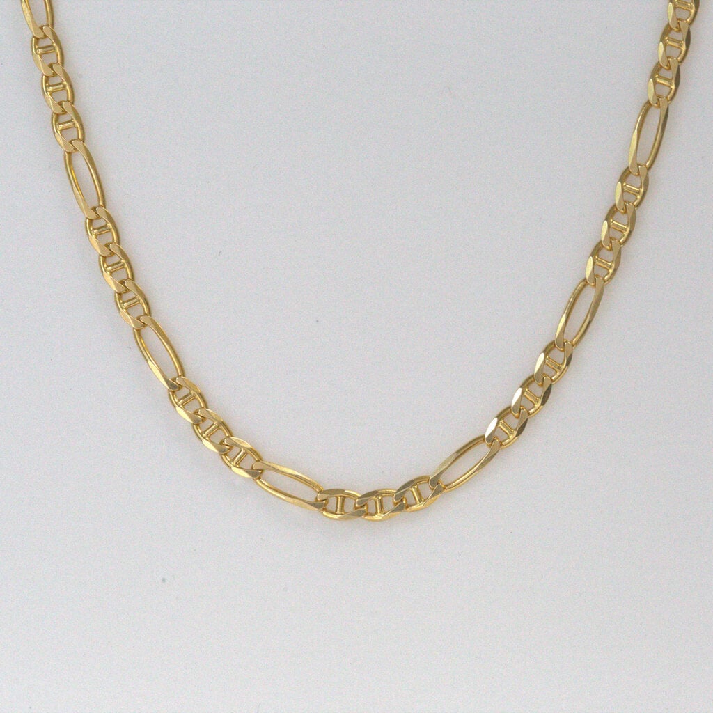 American Jewelry 14k Yellow Gold 3.8mm Figaro Necklace Chain (21")
