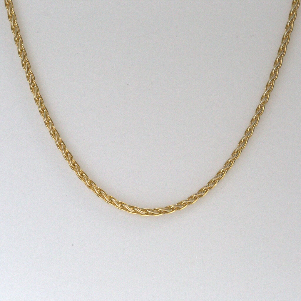 American Jewelry 14k Yellow Gold 2mm Wheat Necklace Chain (24")