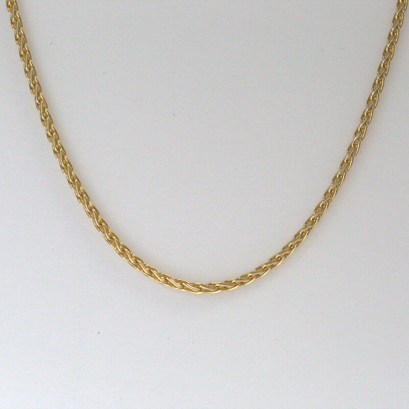 American Jewelry 14k Yellow Gold 2mm Wheat Necklace Chain (24")