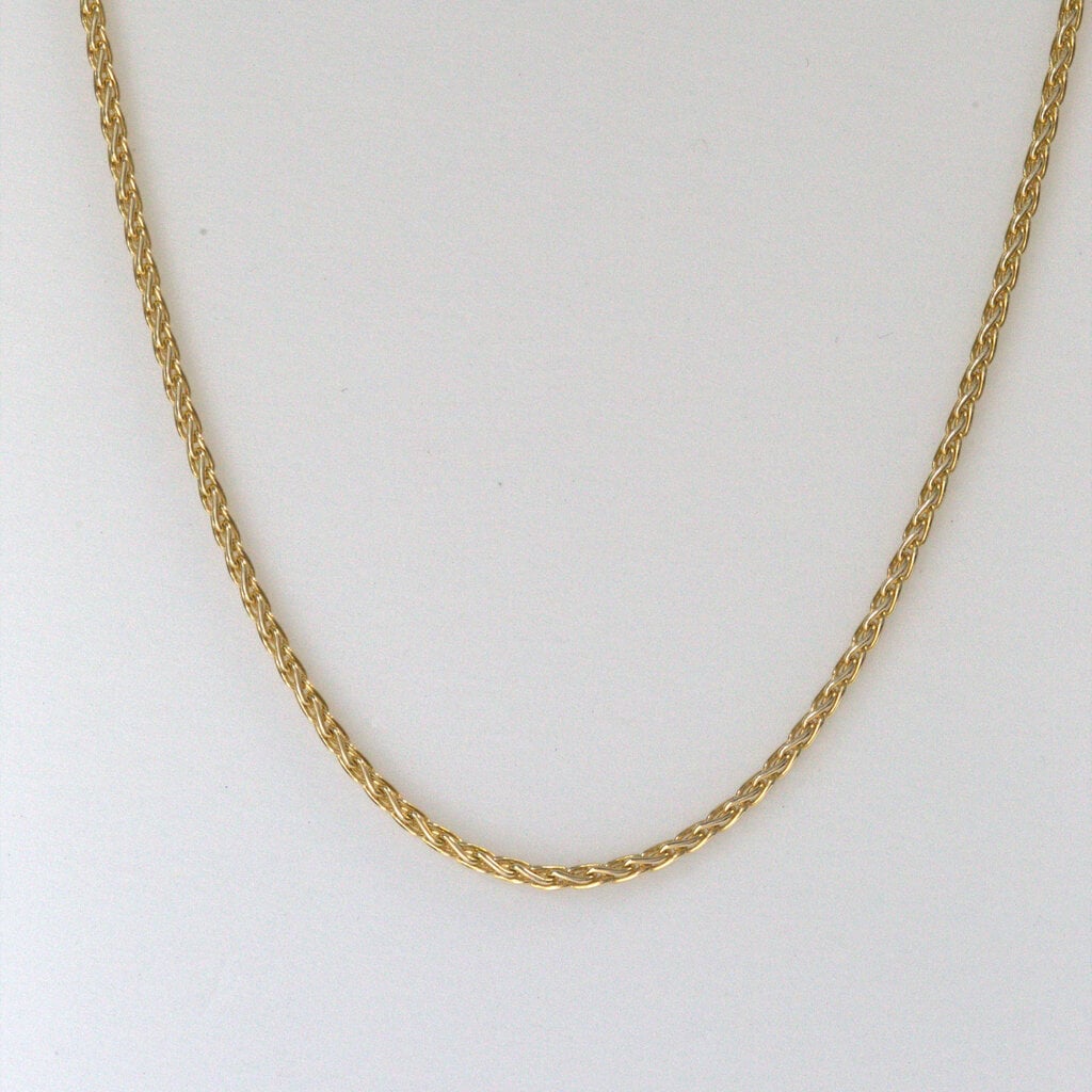 American Jewelry 14k Yellow Gold 2mm Wheat Necklace Chain (24")