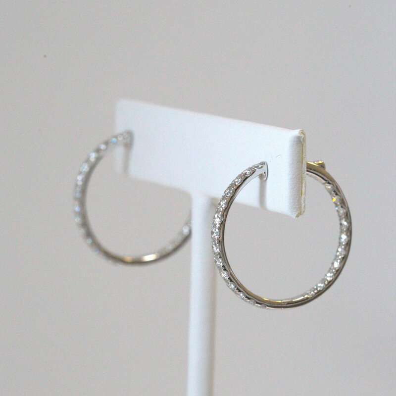 American Jewelry 14k White Gold 2ctw Diamond Inside-Out Hoop (27mm) Earrings