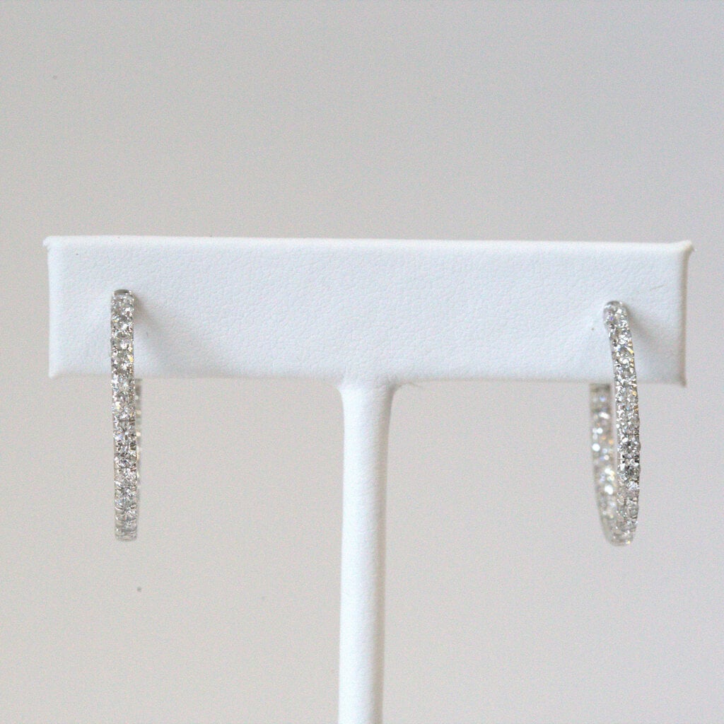 American Jewelry 14k White Gold 2ctw Diamond Inside-Out Hoop (27mm) Earrings