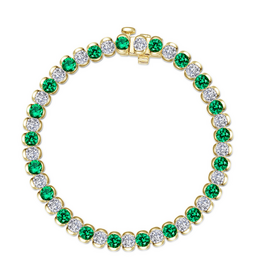 Lafonn Lafonn Gold Plated 7.5ctw Simulated Diamond and Emerald Tennis Bracelet