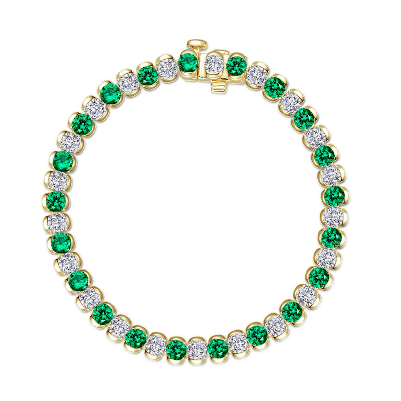 Lafonn Lafonn Gold Plated 7.5ctw Simulated Diamond and Emerald Tennis Bracelet