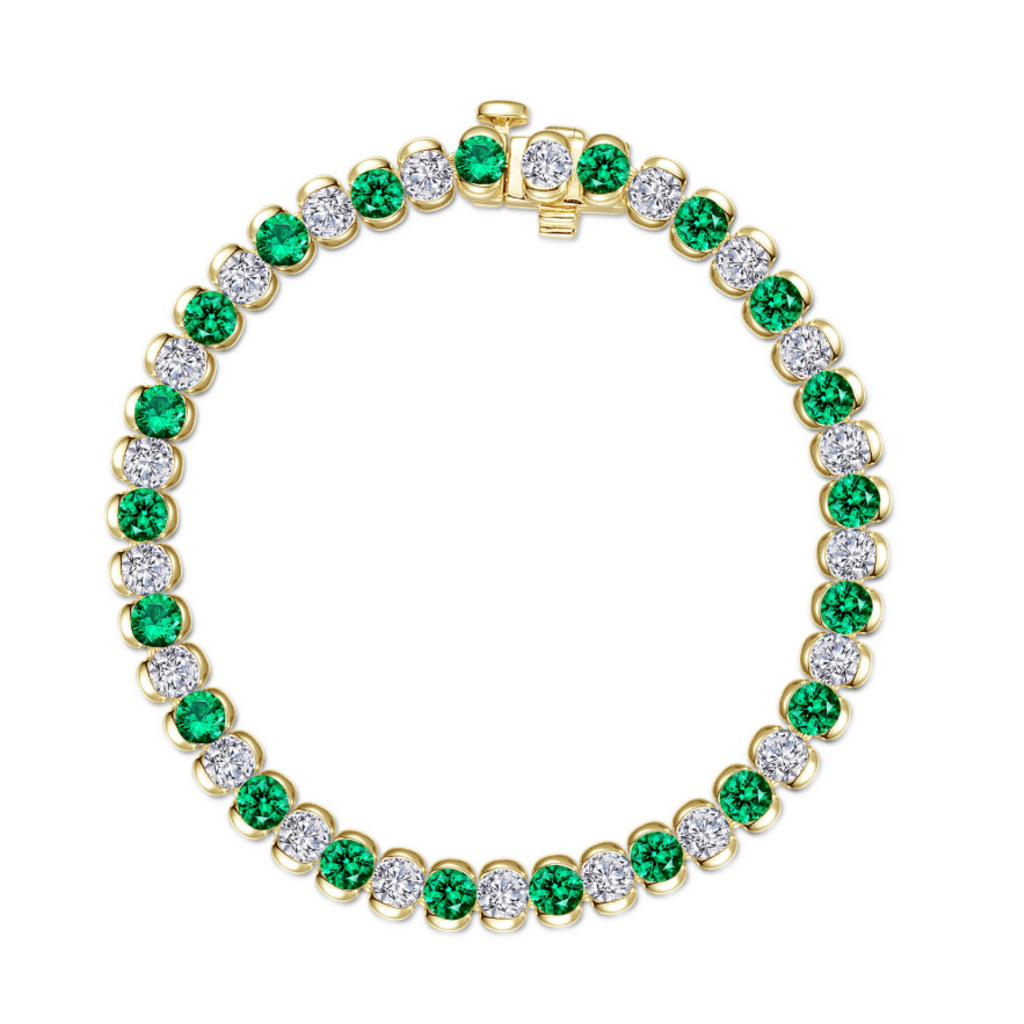 Lafonn Lafonn Gold Plated 7.5ctw Simulated Diamond and Emerald Tennis Bracelet