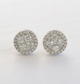 American Jewelry 14k White Gold 1ctw Diamond Pave Cluster Stud Earrings