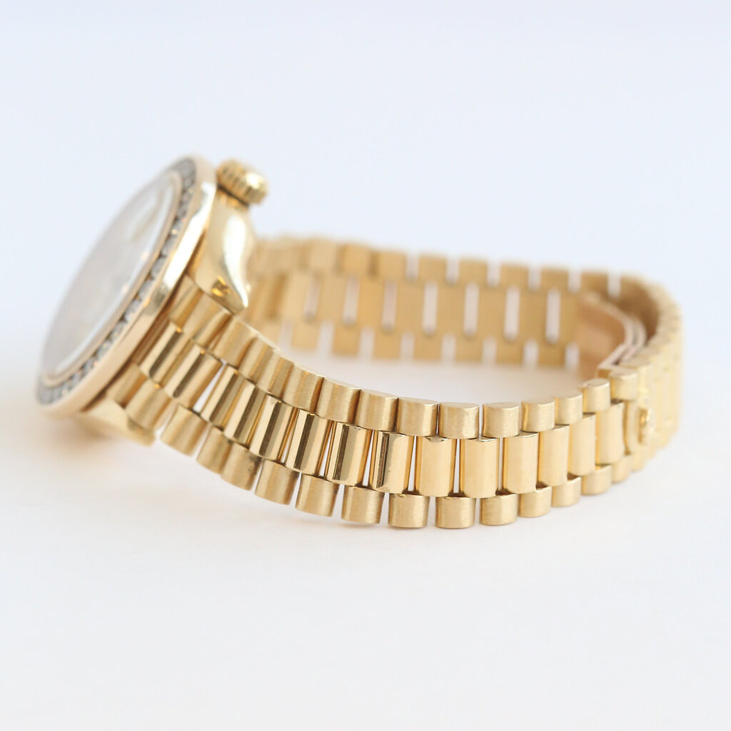 Rolex Pre-Owned Rolex 18k Gold Oyster Perpetual Datejust w/ Diamond Bezel & White Dial