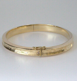 American Jewelry ESTATE 14k Yellow Gold 10mm Engraved Omega Bracelet (7")