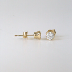 American Jewelry ESTATE 14k Yellow Gold 1/2ctw Round VS Diamond Bezel Stud Earrings
