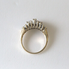 American Jewelry ESTATE 10k Yellow Gold 1ctw Baguette & Round Diamond Multi-Row Ring (Size 6)