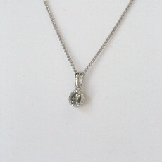 American Jewelry 14k White Gold 1/3ctw Rose-Cut Grey Diamond Halo Pendant Necklace (16"-18")