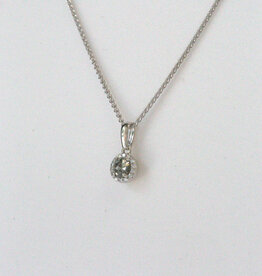 American Jewelry 14k White Gold 1/3ctw Rose-Cut Grey Diamond Halo Pendant Necklace (16"-18")