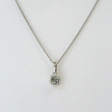 American Jewelry 14k White Gold 1/3ctw Rose-Cut Grey Diamond Halo Pendant Necklace (16"-18")