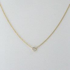 American Jewelry 14k Yellow Gold 1/10ctw Round Diamond Bezel Necklace (16"-18")