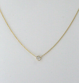 American Jewelry 14k Yellow Gold 1/10ctw Round Diamond Bezel Necklace (16"-18")