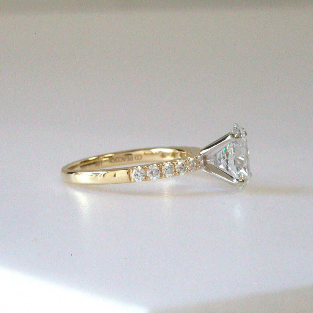 American Jewelry 18k Two-Tone White/Yellow Gold 2.11ctw (1.75ct Lab-Grown Oval E/VS1 IGI Engagement Ring (Size 7.25)