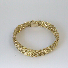 American Jewelry ESTATE 14k Yellow Gold 14mm Woven Rope Bracelet (7.5")