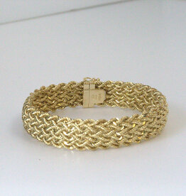 American Jewelry ESTATE 14k Yellow Gold 14mm Woven Rope Bracelet (7.5")