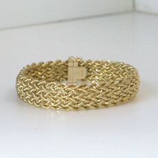 American Jewelry ESTATE 14k Yellow Gold 14mm Woven Rope Bracelet (7.5")