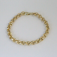 American Jewelry 14k Yellow Gold 7mm Hammered Rolo Chain Bracelet (7.5")