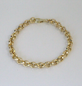 American Jewelry 14k Yellow Gold 7mm Hammered Rolo Chain Bracelet (7.5")