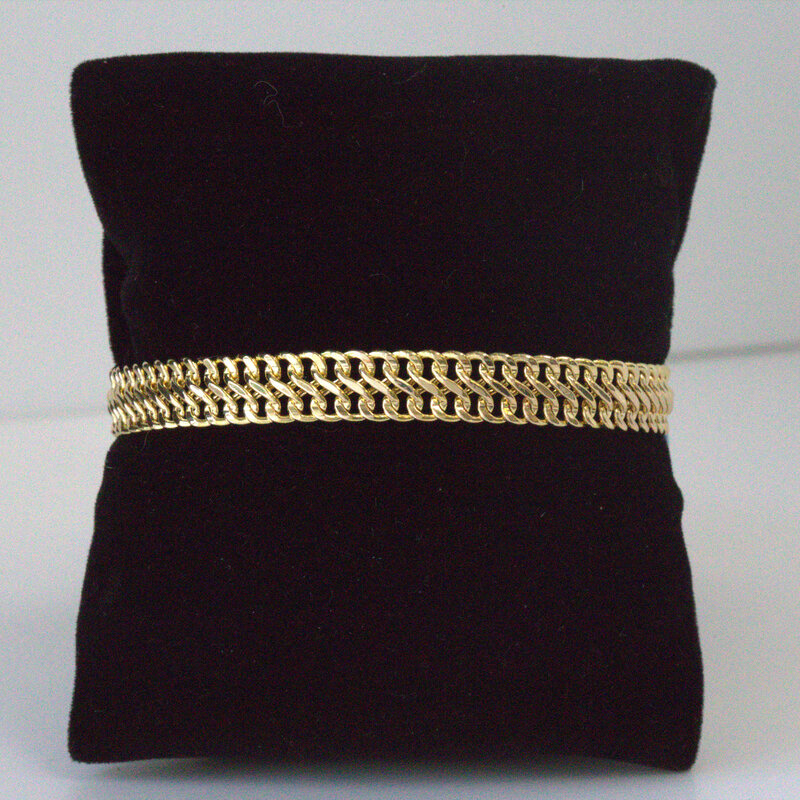 American Jewelry ESTATE 14k Yellow Gold 8mm Figure 8 Woven Bracelet (7.5")