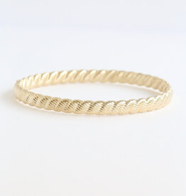 American Jewelry ESTATE 14k Yellow Gold Rope Design Hinged Bangle Bracelet