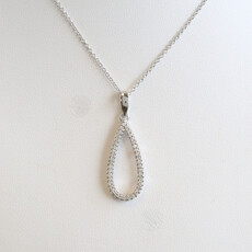 American Jewelry ESTATE 14k White Gold Approx. .20ctw Diamond Open Pear Necklace