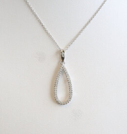 American Jewelry ESTATE 14k White Gold Approx. .20ctw Diamond Open Pear Necklace