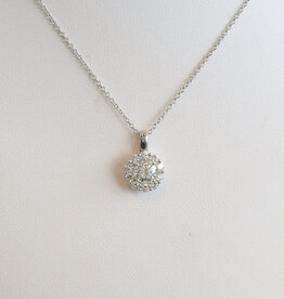 American Jewelry 14k White Gold .76ctw Round Diamond Halo Necklace