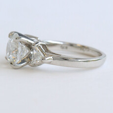 American Jewelry Platinum 3.26ctw (2.51 F/VS1 Lab IGI Ctr) Round & Trillion Diamond Three Stone Engagement Ring