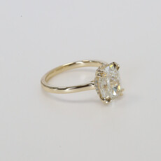 American Jewelry 14k Yellow Gold 3.32ctw (3.17ct F/VVS2 Ctr) IGI Elongated Cushion Lab Grown Diamond Hidden Halo Engagement Ring