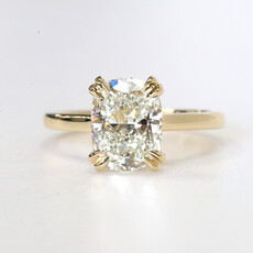 American Jewelry 14k Yellow Gold 3.32ctw (3.17ct F/VVS2 Ctr) IGI Elongated Cushion Lab Grown Diamond Hidden Halo Engagement Ring
