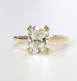 American Jewelry 14k Yellow Gold 3.32ctw (3.17ct F/VVS2 Ctr) IGI Elongated Cushion Lab Grown Diamond Hidden Halo Engagement Ring