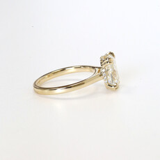 American Jewelry 14k Yellow Gold 3.32ctw (3.17ct F/VVS2 Ctr) IGI Elongated Cushion Lab Grown Diamond Hidden Halo Engagement Ring