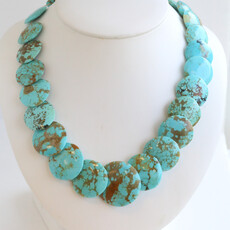 American Jewelry ESTATE Turqouise Bead and Disc Necklace