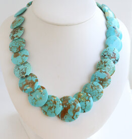 American Jewelry ESTATE Turqouise Bead and Disc Necklace