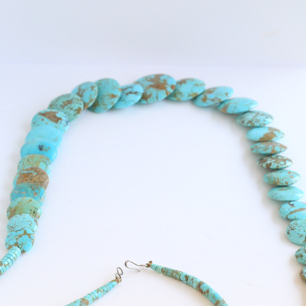 American Jewelry ESTATE Turqouise Bead and Disc Necklace