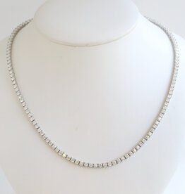 American Jewelry ESTATE Sterling Silver CZ Round Cut Tennis Necklace (18")