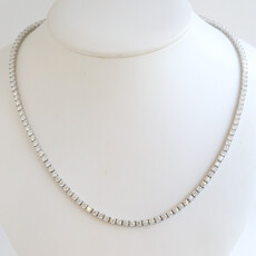 American Jewelry ESTATE Sterling SIlver CZ Round Cut Tennis Necklace (18")